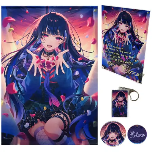 Meloco Kyoran - Badge - Tapestry - Acrylic Art Plate - Birthday Merch Complete Set - Nijisanji