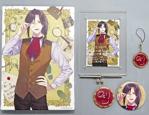 Shellin Burgundy - Badge - Acrylic Art Plate - Canvas Board - Birthday Merch Complete Set - Nijisanji