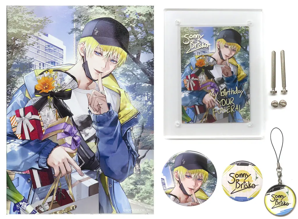 Sonny Brisko - Badge - Acrylic Art Plate - Canvas Board - Birthday Merch Complete Set - Nijisanji