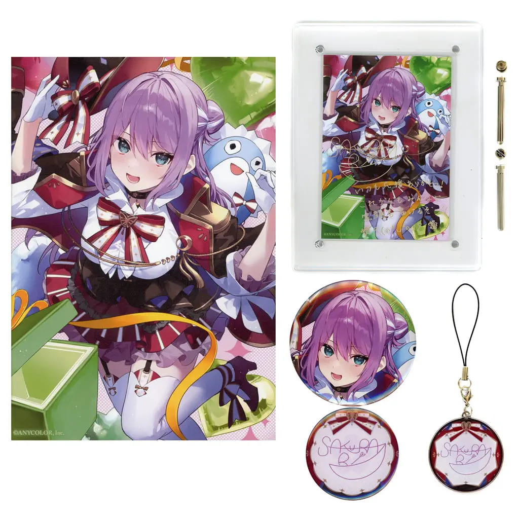 Sakura Ritsuki - Badge - Acrylic Art Plate - Canvas Board - Birthday Merch Complete Set - Nijisanji