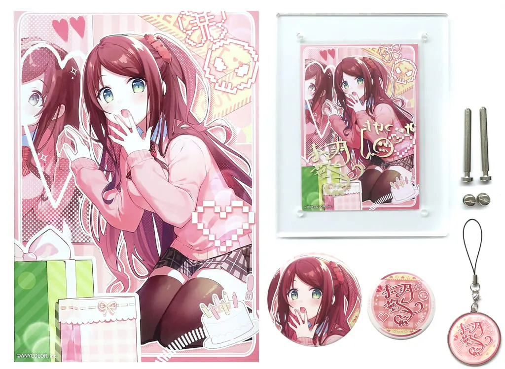 Akabane Youko - Badge - Acrylic Art Plate - Canvas Board - Birthday Merch Complete Set - Nijisanji