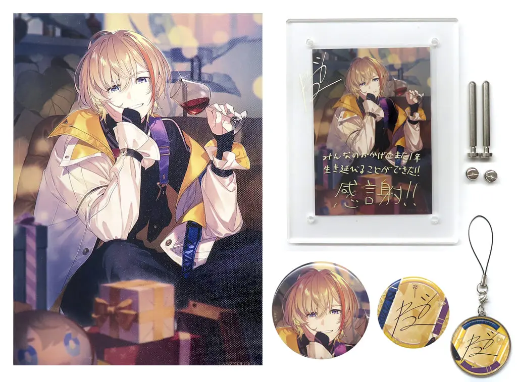 Fura Kanato - Badge - Acrylic Art Plate - Canvas Board - Birthday Merch Complete Set - Nijisanji