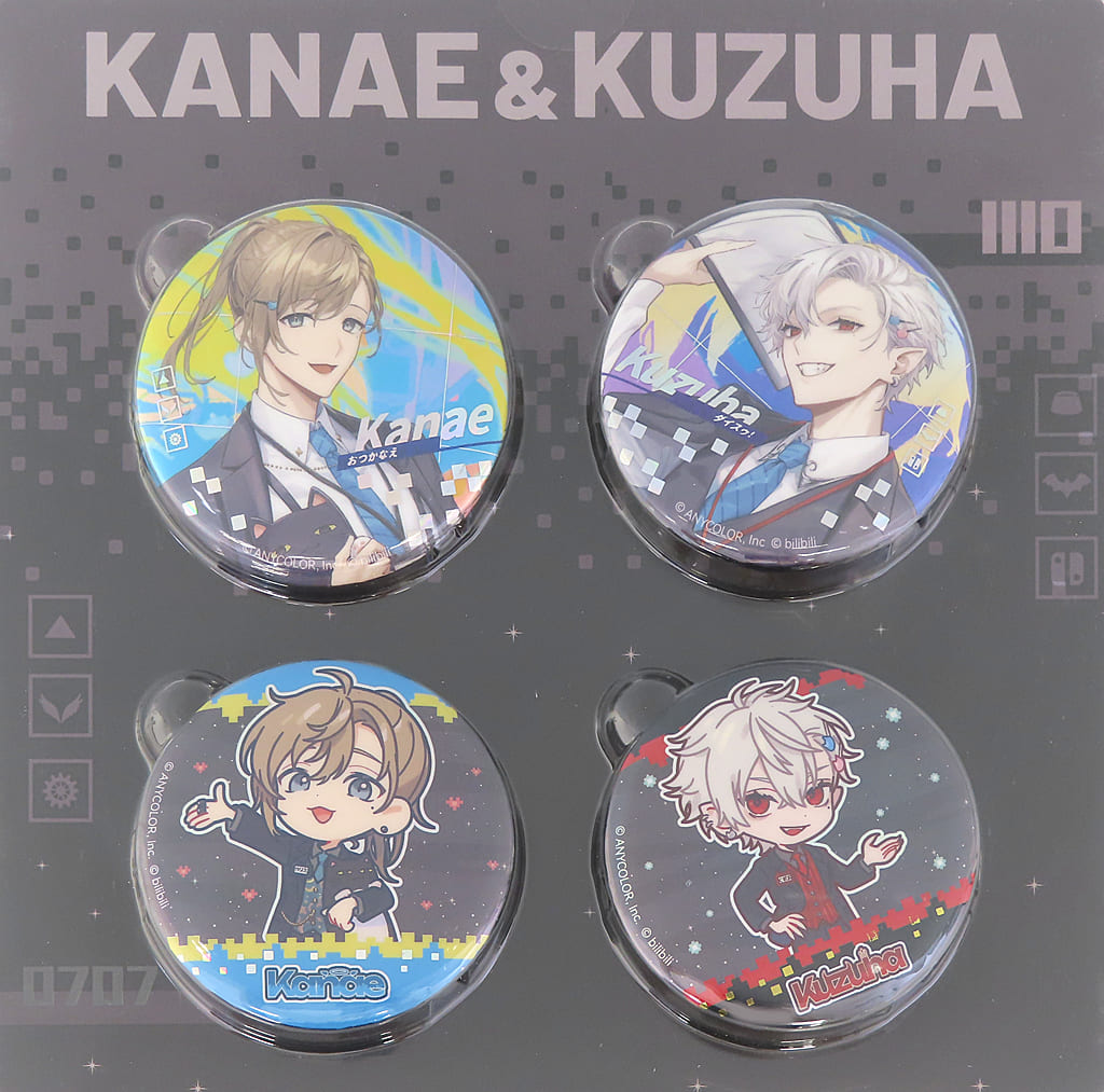 Kanae & Kuzuha - Badge - ChroNoiR (叶＆葛葉 缶バッジ4個セット 「バーチャルYouTuber にじさんじ  ChroNoiR×三月ショウ」 中国限定) (USED) | Buy from VTuber Republic - Online Shop for  Japanese VTuber Merchandise