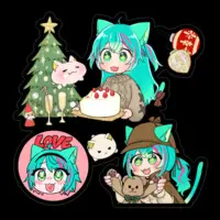 Nekoboshi Mint - Stickers - VTuber Size-100 x 100 (mm)