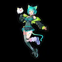 Nekoboshi Mint - Stickers - VTuber Size-100 x 100 (mm)