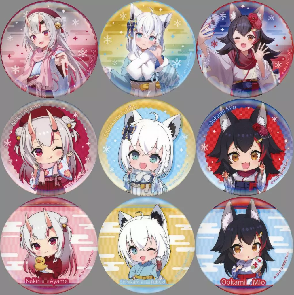 hololive - Badge - Ookami Mio & Shirakami Fubuki & Nakiri Ayame