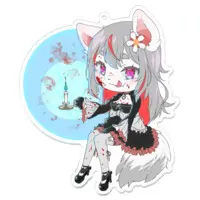 Волкова Apricot Ch. 御狼あんず - Acrylic Key Chain - Key Chain - VTuber Size-100 x 100 (mm)