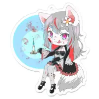 Волкова Apricot Ch. 御狼あんず - Acrylic Key Chain - Key Chain - VTuber Size-70 x 70 (mm)