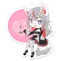Волкова Apricot Ch. 御狼あんず - Acrylic Key Chain - Key Chain - VTuber Size-70 x 70 (mm)