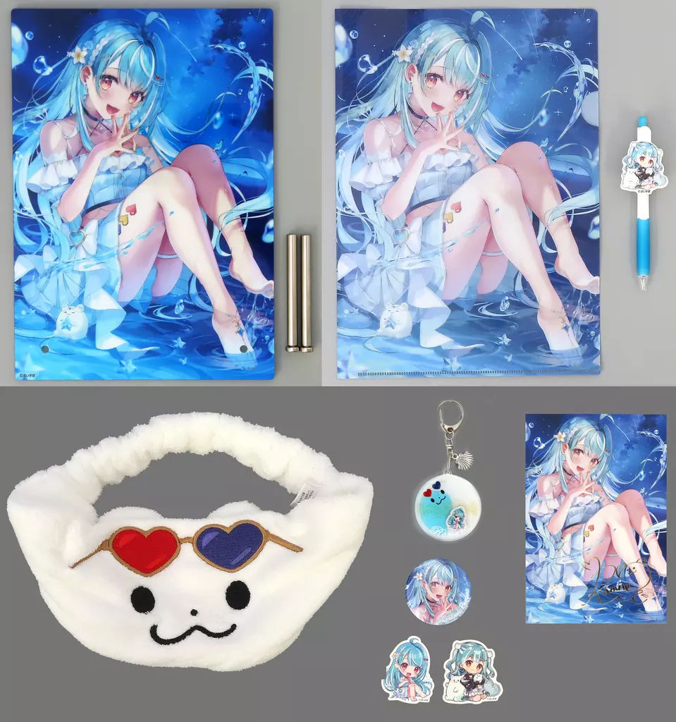 Shiranami Ramune - Headband - Acrylic Art Plate - Plastic Folder - Postcard - Badge - Birthday Merch Complete Set - VSPO!