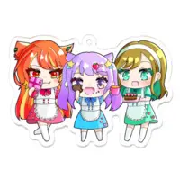 VTuber - Acrylic Key Chain - Key Chain - Futaboshi Kazuha & Yumeno Neru & Amainu Moka Size-70 x 70 (mm)