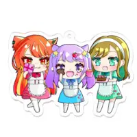 VTuber - Acrylic Key Chain - Key Chain - Yumeno Neru & Amainu Moka & Futaboshi Kazuha Size-70 x 70 (mm)