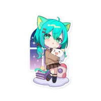 Nekoboshi Mint - Stickers - VTuber Size-100 x 100 (mm)