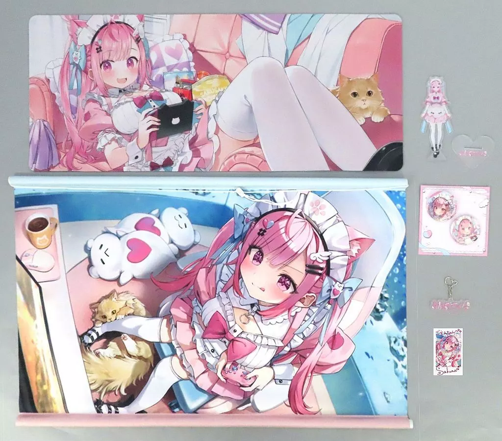 Yuuki Sakuna - Tapestry - Key Chain - Acrylic stand - Desk Mat - Character Card - Acrylic Key Chain - Badge - Birthday Merch Complete Set - VTuber