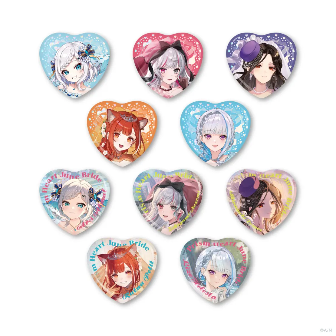 Nijisanji - Prism Heart June Bride - Heart Badge - Badge (Random Item)