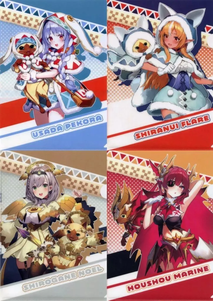 hololive - Plastic Folder - Stationery - Monster Hunter x Hololive - Usada Pekora & Shiranui Flare & Houshou Marine & Shirogane Noel