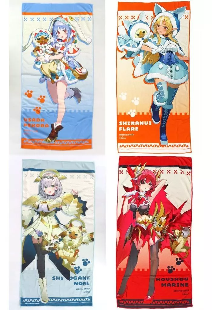 hololive - Towels - Monster Hunter x Hololive - Usada Pekora & Shiranui Flare & Houshou Marine & Shirogane Noel