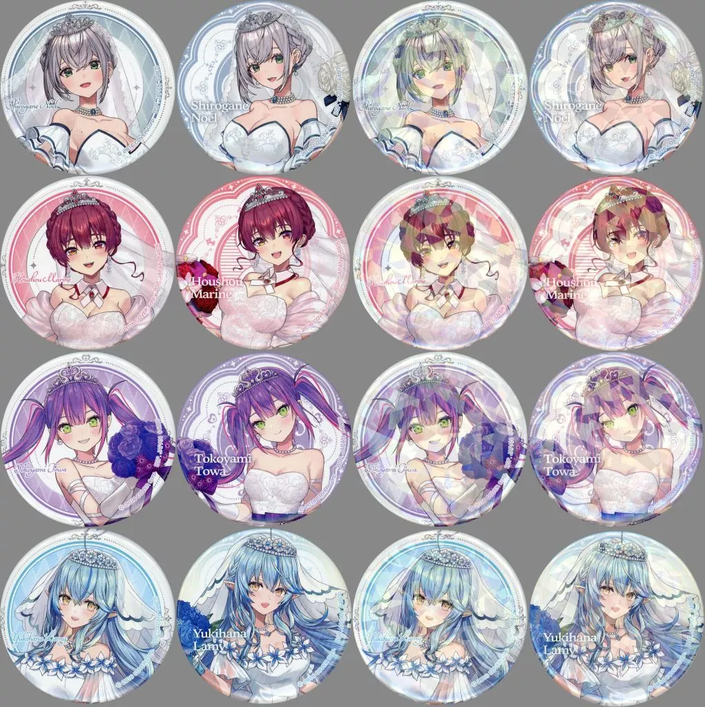 hololive - Badge - Ichiban Kuji - Ichiban Kuji -Wedding Dress Style- - Houshou Marine & Shirogane Noel & Yukihana Lamy & Tokoyami Towa