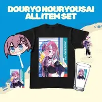 Amase Momo - Clothes - Complete Set - T-shirts - Tableware - Paper fan - Acrylic stand - Stickers - Tumbler, Glass - VTuber Size-L