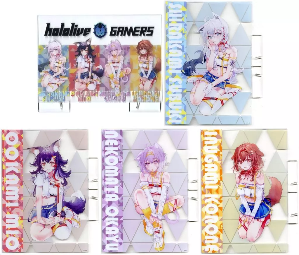 hololive - Acrylic stand - Acrylic Art Plate - Ookami Mio & Nekomata Okayu & Shirakami Fubuki & Inugami Korone