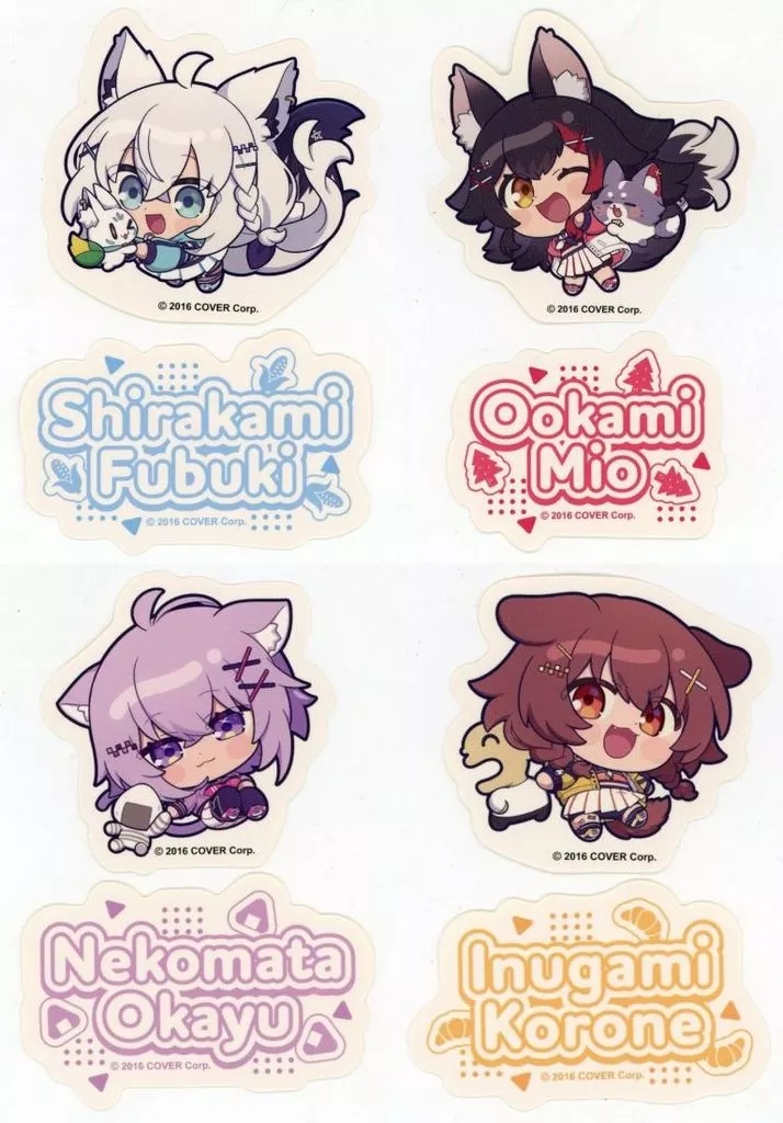 hololive - Stickers - Shirakami Fubuki & Inugami Korone & Ookami Mio & Nekomata Okayu