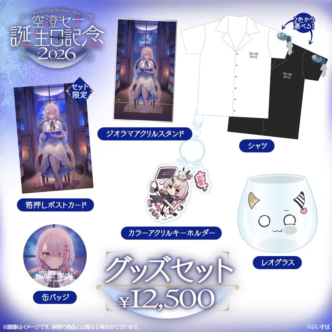 Asumi Sena - Clothes - T-shirts - Badge - Acrylic stand - Tumbler, Glass - Acrylic Key Chain - Birthday Merch Complete Set - Postcard - Key Chain - Tableware - VSPO! Size-XL