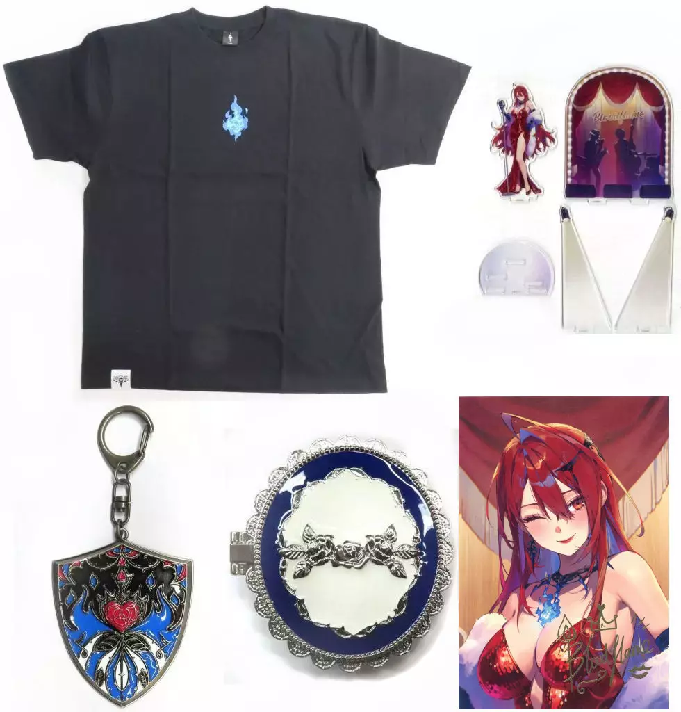 Elizabeth Rose Bloodflame - Clothes - Acrylic Diorama Stand - Postcard - T-shirts - Pin - Acrylic stand - Birthday Merch Complete Set - Justice