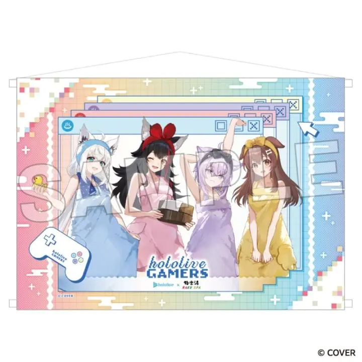 hololive - Tapestry - Hololive x Raku Spa 8 - Shirakami Fubuki & Ookami Mio & Nekomata Okayu & Inugami Korone
