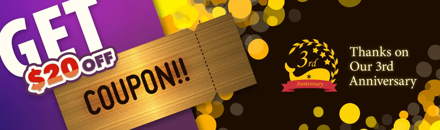 3rd Anniv. $20 Discount Coupon