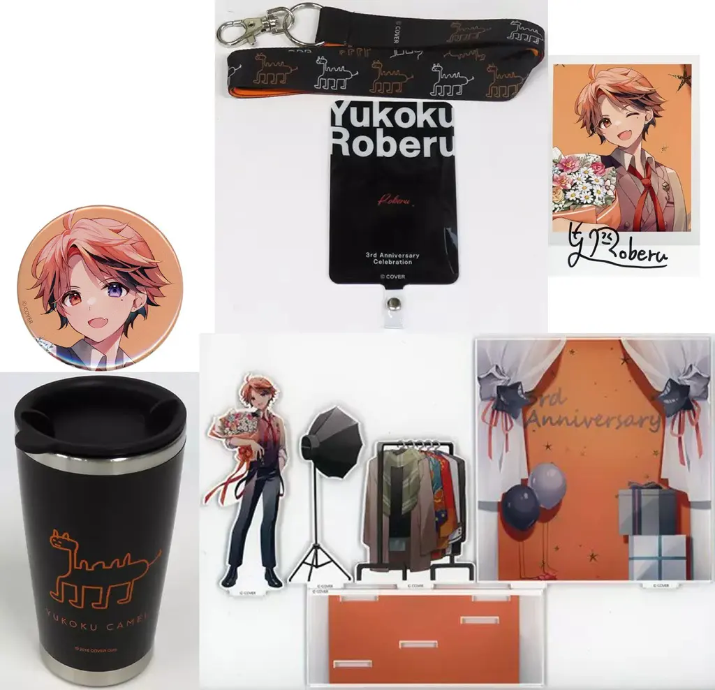 Yukoku Roberu - Complete Set - Tumbler, Glass - Acrylic stand - Smartphone Accessory - Phone Tab - Hand-signed - Acrylic Diorama Stand - Badge - Tableware - HOLOSTARS