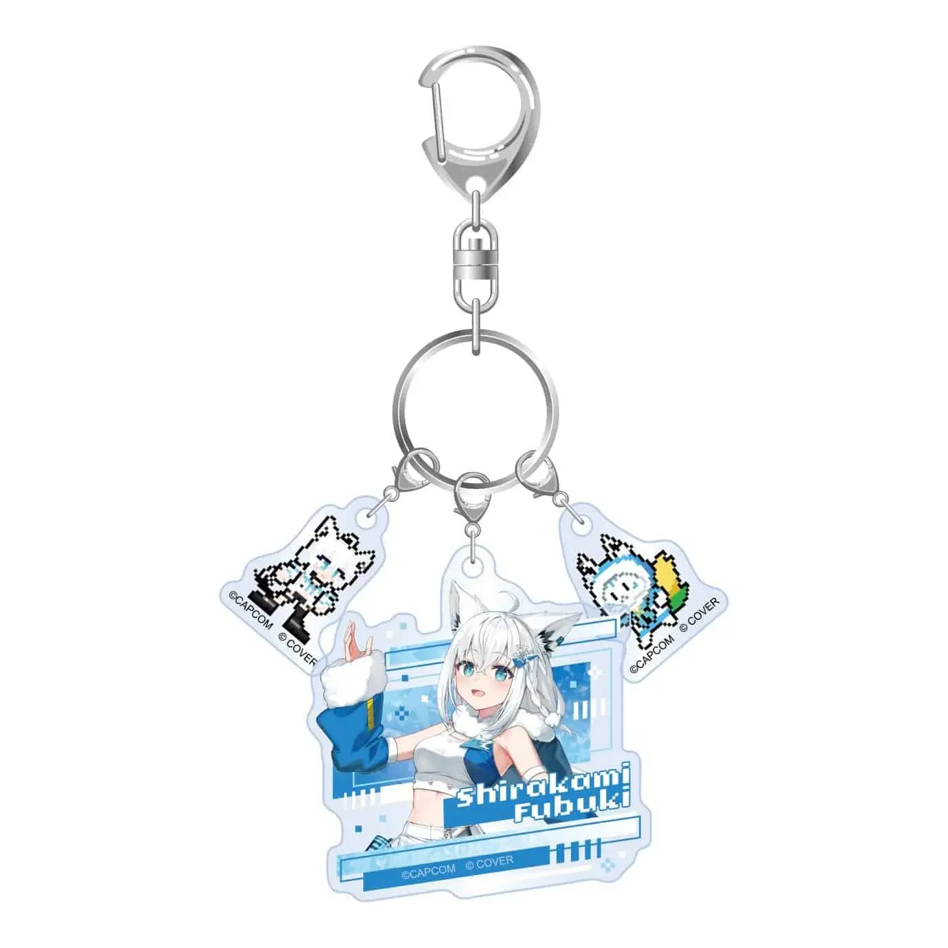 Shirakami Fubuki Mega Man x hololive Triple Acrylic Keychain