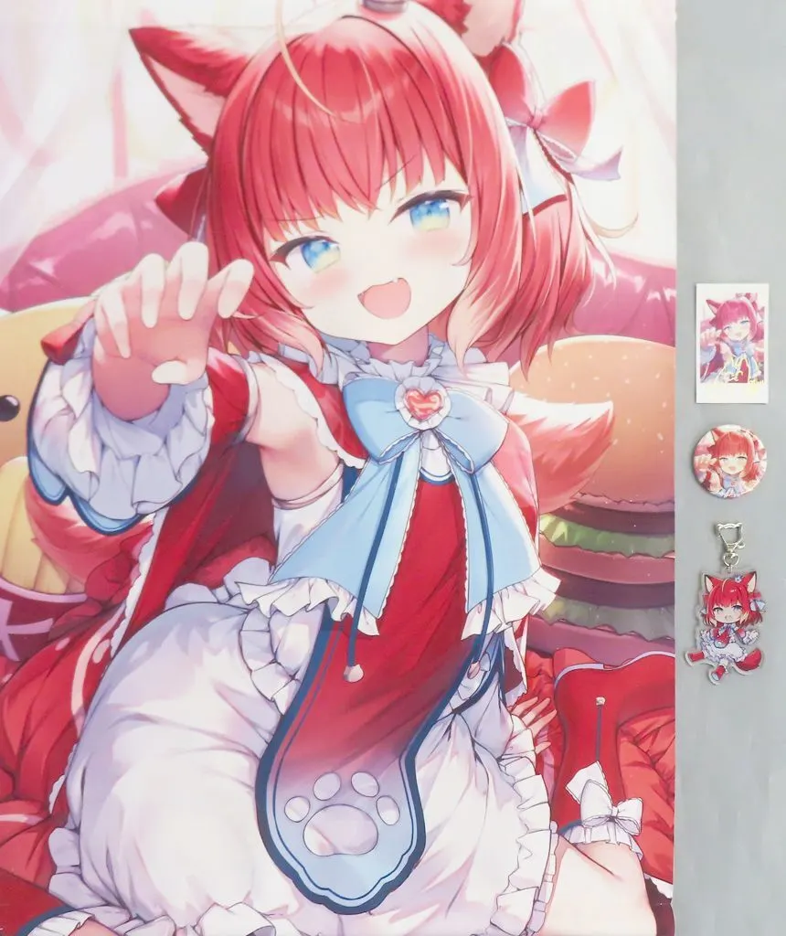 Akami Karubi - Tapestry - Key Chain - Badge - Hand-signed - Acrylic Key Chain - Character Card - Birthday Merch Complete Set - VTuber